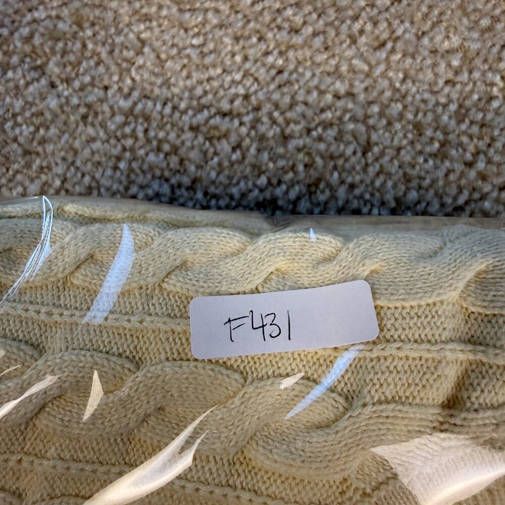 Karen Scott Cable Knit Sweater Womens Size Small Yellow Mock Neck Cotton F431 - Picture 8 of 8